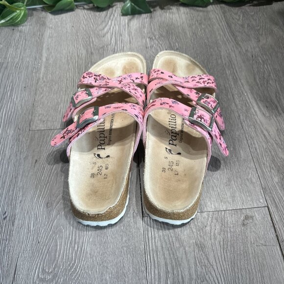 Birkenstock papillio Sandals Pink Butterfly Print blue size 38 Narrow L7 - Picture 5 of 9